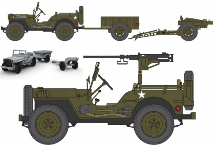 Willys MB Jeep & Trailer (Starter Set), 1:72, 006/55117