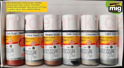 Tracks and Sleepers Colors Set RAIL CENTER 6x15ml, 085/AMMO.R-1015