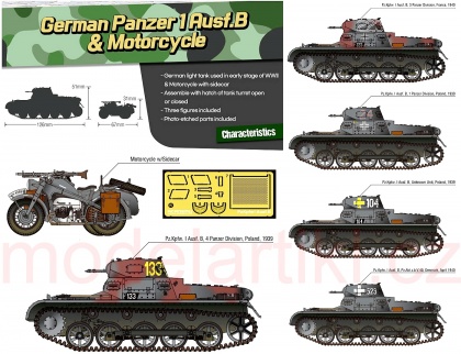 German PzKpfw I Ausf.B & Motorcycle Zündapp KS750, 1:35, 002/13556