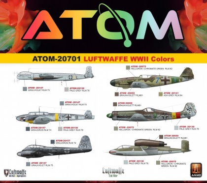 Luftwaffe WWII Colors Set 12x20ml, 085/ATOM-20701