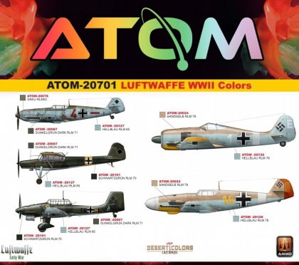 Luftwaffe WWII Colors Set 12x20ml, 085/ATOM-20701