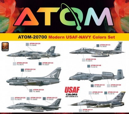 Modern USAF-NAVY Colors Set 12x20ml, 085/ATOM-20700