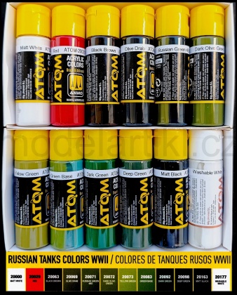 Russian Tanks Colors WWII Colors Set 12x20ml, 085/ATOM-20705