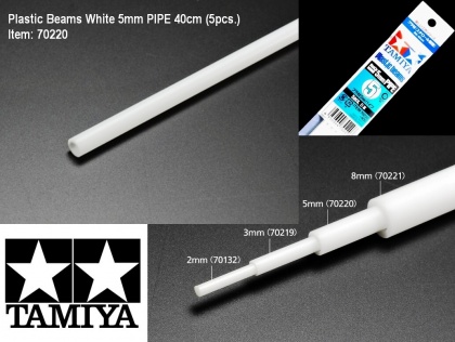 Plastic Beams White 5mm PIPE 40cm (5pcs.), 001/70220