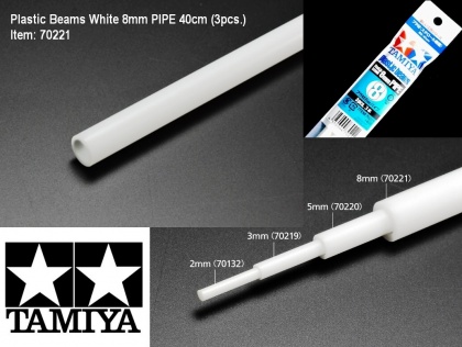 Plastic Beams White 8mm PIPE 40cm (3pcs.), 001/70221
