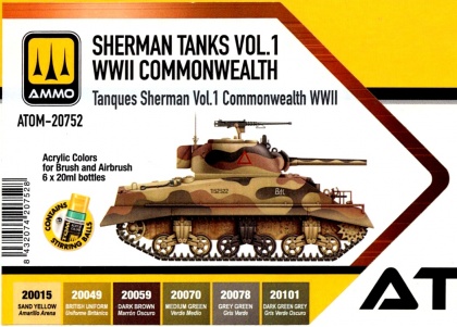 Sherman Tanks Vol 1 WWII Commonwealth Colors Set 6x20ml, 085/ATOM-20752