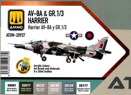 AV-8A & Gr 1/3 Harrier Colors Set 6x20ml, 085/ATOM-20937