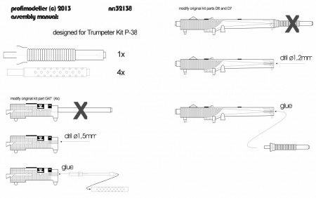 P-38 Lightning barrels set (1:32 Trumpeter), 1:32, 084/32138