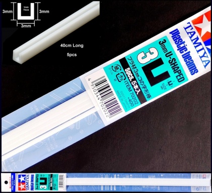 Plastic Beams White 3mm U-Shaped 40cm (5pcs.), 001/70202