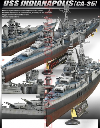 U.S.S. CA-35 Indianapolis, 1:350, 002/14107