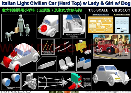 Italian Light Civilian Car (Hard Top) w/Lady & Girl w/Dog, 1:35, 062/CB35167