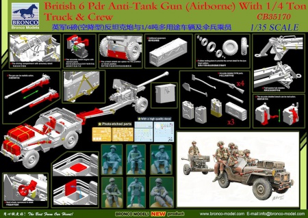 6 Pdr Anti-Tank Gun (Airborne) With 1/4 Ton Truck & Crew, 1:35, 062/CB35170