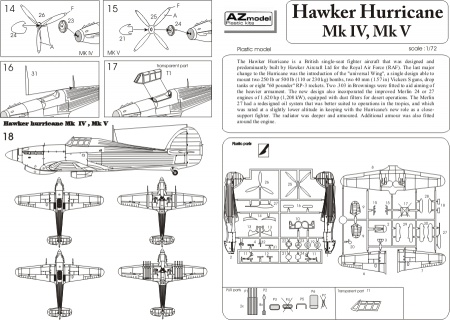 Hawker Hurricane Mk.IV/w Rockets, 1:72, 052/AZ7389